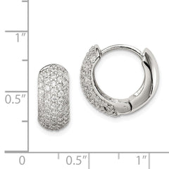 Sterling Silver Rhodium-plated CZ Hinged Hoop Earrings - 5