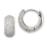 Sterling Silver Rhodium-plated CZ Hinged Hoop Earrings - 5
