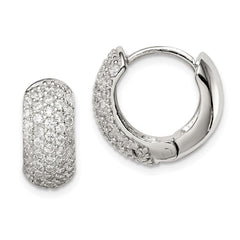 Sterling Silver Rhodium-plated CZ Hinged Hoop Earrings - 5