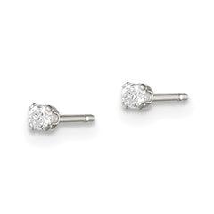 Sterling Silver Polished Children's 2mm Round Snap Set CZ Stud Earrings