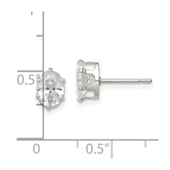 Sterling Silver Polished 7x5mm Oval Snap Set CZ Stud Earrings