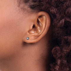 Sterling Silver Rhodium-plated 4-5mm Black Button Freshwater Cultured Pearl Post Earrings