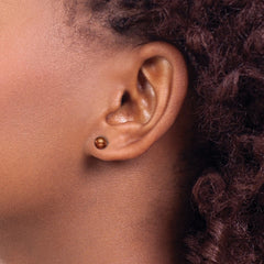 Sterling Silver Rhodium-plated 6-7mm Brown Button Freshwater Cultured Pearl Post Earring