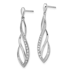 Sterling Silver Rhodium Diam. Dangle Post Earrings