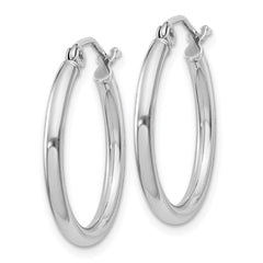 Sterling Silver Rhodium-plated 2mm Round Hoop Earrings - 14