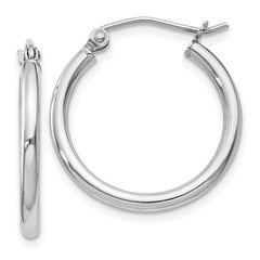 Sterling Silver Rhodium-plated 2mm Round Hoop Earrings - 14