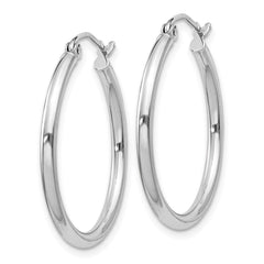 Sterling Silver Rhodium-plated 2mm Round Hoop Earrings - 15