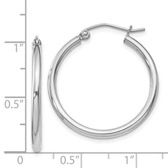 Sterling Silver Rhodium-plated 2mm Round Hoop Earrings - 15