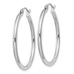 Sterling Silver Rhodium-plated 2mm Round Hoop Earrings - 7