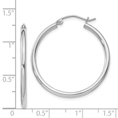 Sterling Silver Rhodium-plated 2mm Round Hoop Earrings - 7