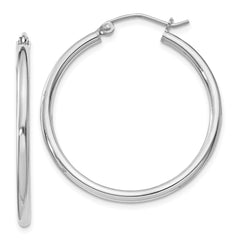 Sterling Silver Rhodium-plated 2mm Round Hoop Earrings - 7
