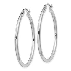 Sterling Silver Rhodium-plated 2mm Round Hoop Earrings - 8