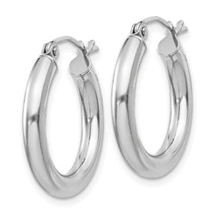 Sterling Silver Rhodium-plated 3mm Round Hoop Earrings - 7
