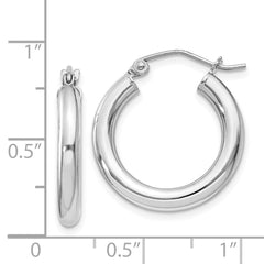 Sterling Silver Rhodium-plated 3mm Round Hoop Earrings - 7