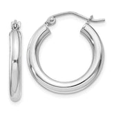 Sterling Silver Rhodium-plated 3mm Round Hoop Earrings - 7