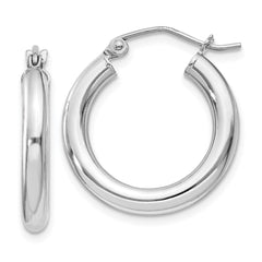 Sterling Silver Rhodium-plated 3mm Round Hoop Earrings - 7