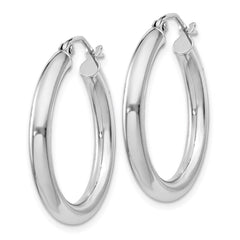 Sterling Silver Rhodium-plated 3mm Round Hoop Earrings - 8
