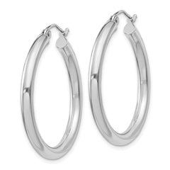 Sterling Silver Rhodium-plated 3mm Round Hoop Earrings - 11