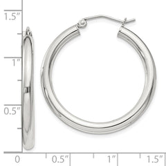 Sterling Silver 3mm Round Hoop Earrings - 13