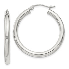 Sterling Silver 3mm Round Hoop Earrings - 13
