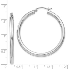 Sterling Silver Rhodium-plated 3mm Round Hoop Earrings