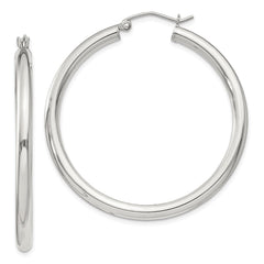 Sterling Silver 3mm Round Hoop Earrings - 4
