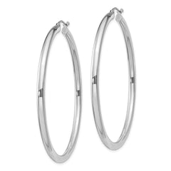 Sterling Silver Rhodium-plated 3mm Round Hoop Earrings - 2