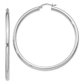 Sterling Silver Rhodium-plated 3mm Round Hoop Earrings - 2