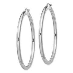 Sterling Silver Rhodium-plated 3mm Round Hoop Earrings - 3
