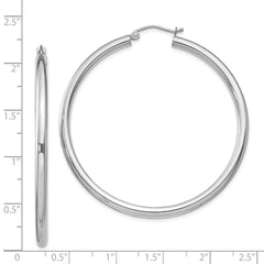 Sterling Silver Rhodium-plated 3mm Round Hoop Earrings - 3
