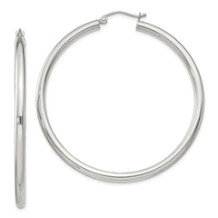 Sterling Silver 3mm Round Hoop Earrings - 3