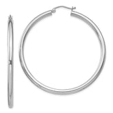 Sterling Silver Rhodium-plated 3mm Round Hoop Earrings - 3