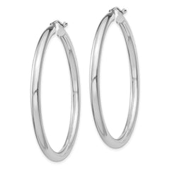 Sterling Silver Rhodium-plated 3mm Round Hoop Earrings - 4