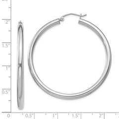 Sterling Silver Rhodium-plated 3mm Round Hoop Earrings - 4