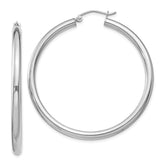 Sterling Silver Rhodium-plated 3mm Round Hoop Earrings - 4