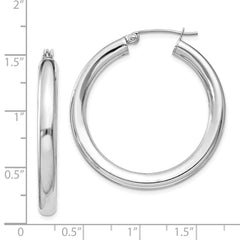 Sterling Silver Rhodium-plated 4mm Round Hoop Earrings - 5