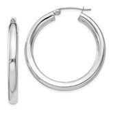 Sterling Silver Rhodium-plated 4mm Round Hoop Earrings - 5