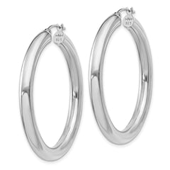 Sterling Silver Rhodium-plated 4mm Round Hoop Earrings - 2