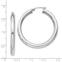 Sterling Silver Rhodium-plated 4mm Round Hoop Earrings - 2