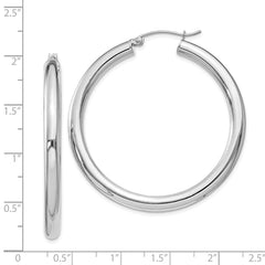 Sterling Silver Rhodium-plated 4mm Round Hoop Earrings - 3