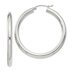 Sterling Silver 4mm Round Hoop Earrings - 4