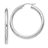 Sterling Silver Rhodium-plated 4mm Round Hoop Earrings - 3