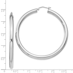 Sterling Silver Rhodium-plated 4mm Round Hoop Earrings - 6