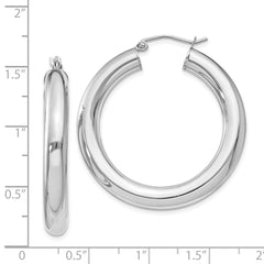 Sterling Silver Rhodium-plated 5mm Round Hoop Earrings - 2