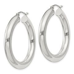 Sterling Silver 5mm Round Hoop Earrings - 4
