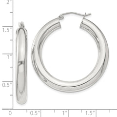 Sterling Silver 5mm Round Hoop Earrings - 4