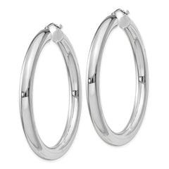 Sterling Silver Rhodium-plated 5mm Round Hoop Earrings - 3