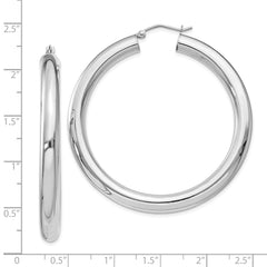 Sterling Silver Rhodium-plated 5mm Round Hoop Earrings - 3