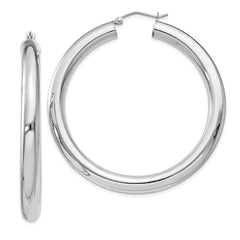 Sterling Silver Rhodium-plated 5mm Round Hoop Earrings - 3