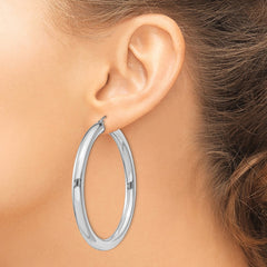 Sterling Silver Rhodium-plated 5mm Round Hoop Earrings - 5